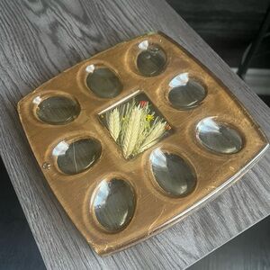 Vintage 70s Lucite Deviled Egg Tray • Wheat & Ladybug • Holds 8 eggs Retro decor